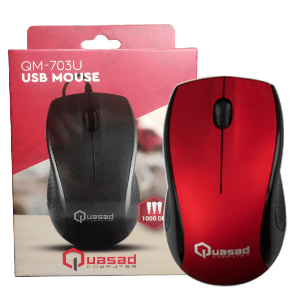 MOUSE QUASAD QM-703U ALAMBRICO RED