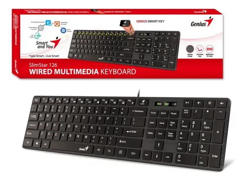 TECLADO GENIUS SLIMSTAR 126 WIRED MULTIMEDIA BLACK