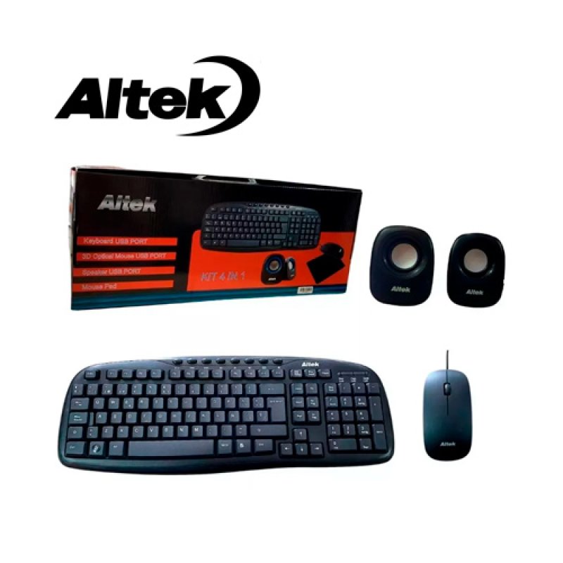 COMBO ALTEK 4 EN 1 TECLADO-MOUSE-PARLANTES-MOUSEPAD